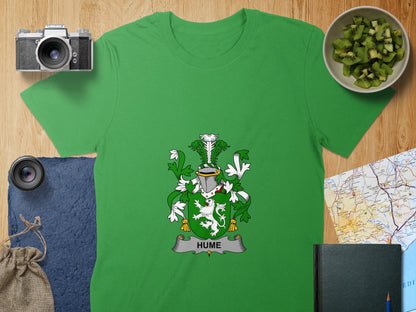 Green T-shirt with Hume Family Crest emblems product
