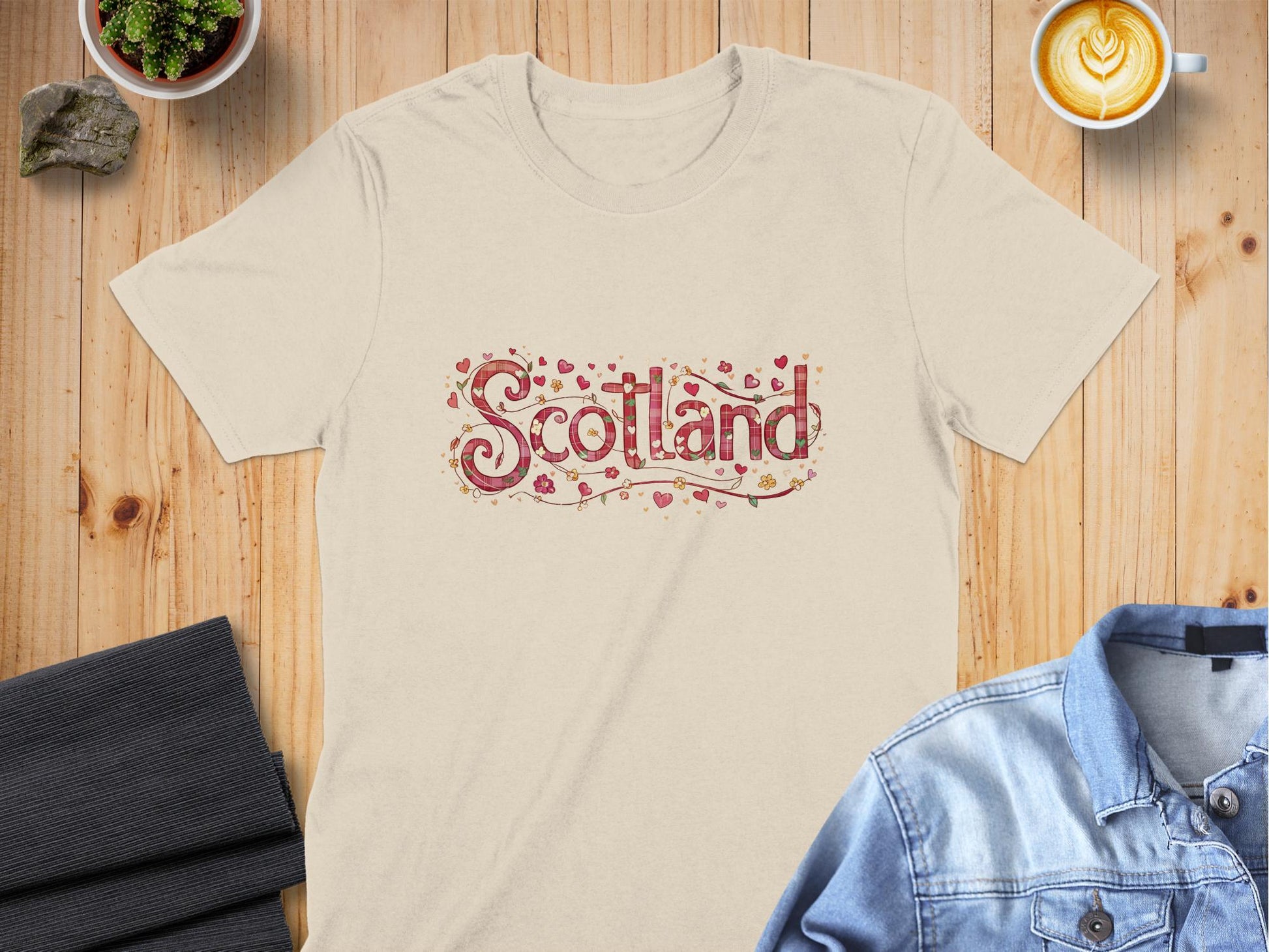 Colorful Scotland Heart and Flower Design T-Shirt - Living Stone Gifts