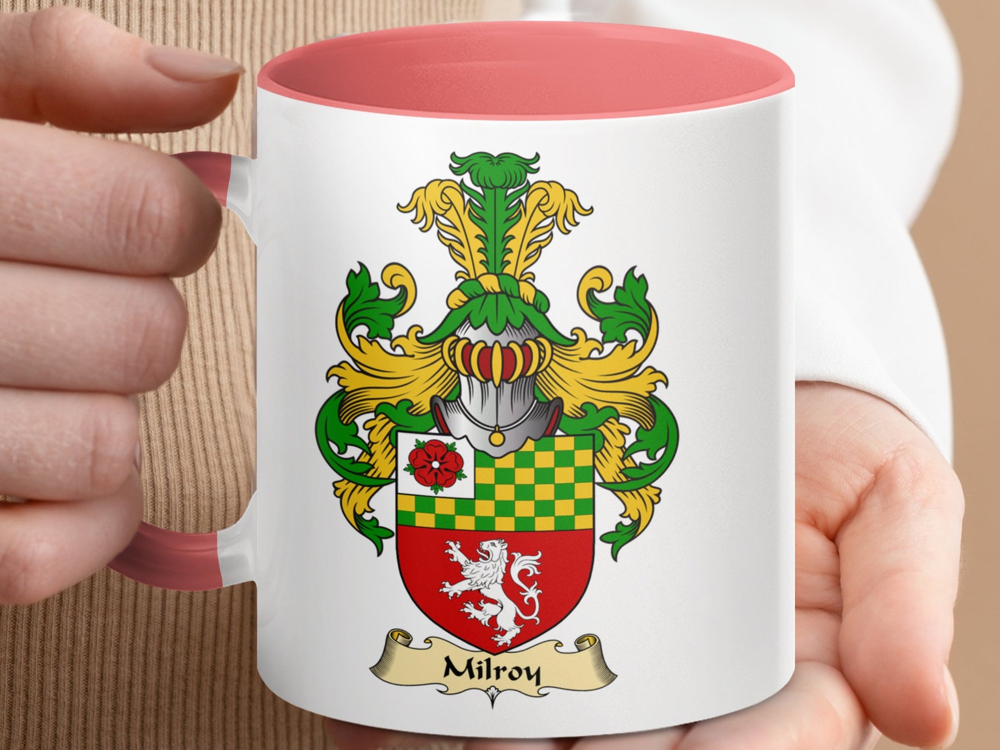 Milroy Family Crest with Lion Coat of Arms Coffee Mug - Living Stone Gifts