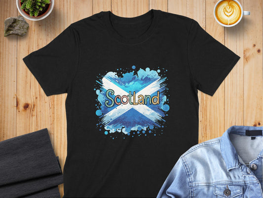 Scotland Flag Blue Watercolor Design T-Shirt - Living Stone Gifts