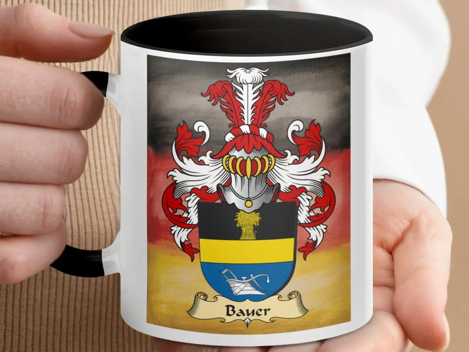 Vibrant Heraldic Family Crest Design on Mug product