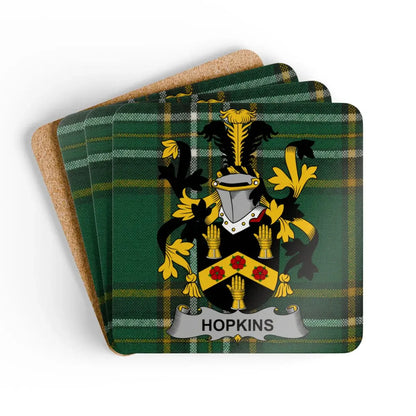 Hopkins Family Crest Green Plaid Coaster Set product