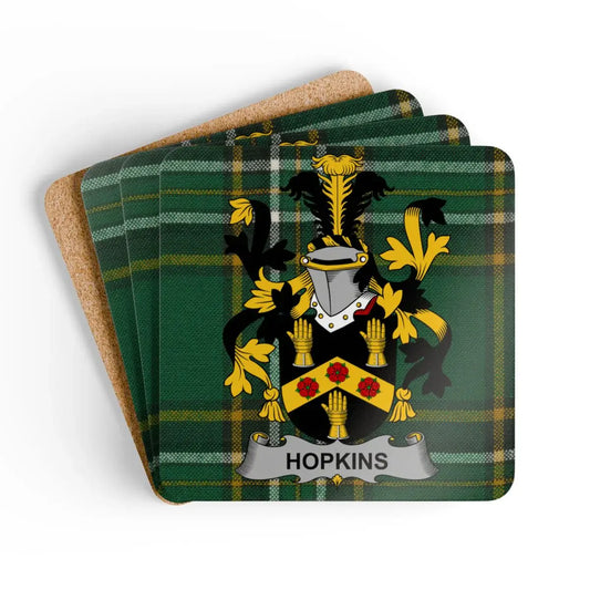 Hopkins Family Crest Green Plaid Coaster Set product
