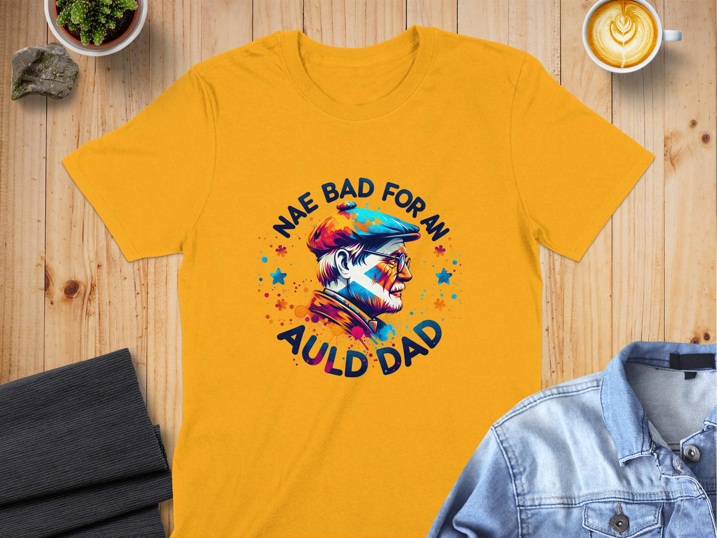 Nae Bad For An Auld Dad Creative Splatter Design T-Shirt - Living Stone Gifts