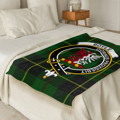 Scottish Clan Boyle Crest Tartan Throw Blanket - Living Stone Gifts