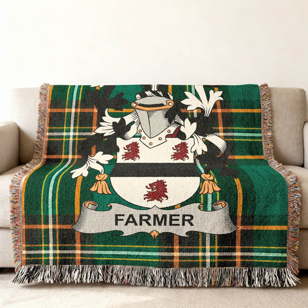 Farmer Crest Green Black Tartan Fringe Throw product type