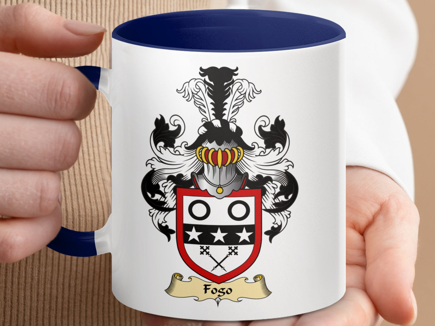 Clan Fogo Scottish Coat of Arms Accent Coffee Mug - Living Stone Gifts