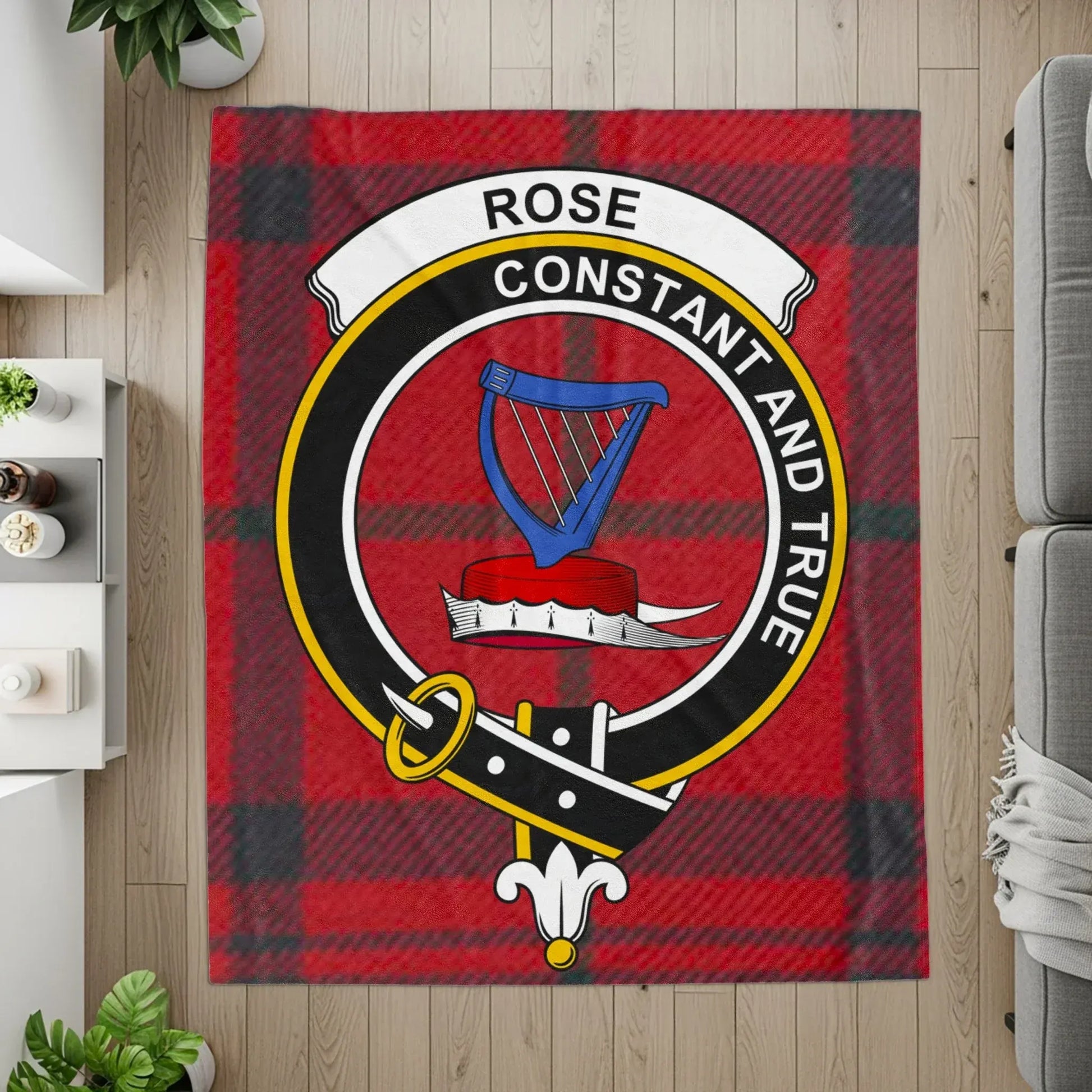 Rose Constant and True Emblem on Red Tartan product