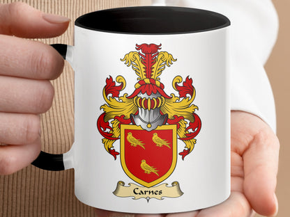 Clan Carnes Scottish Coat of Arms Accent Coffee Mug - Living Stone Gifts