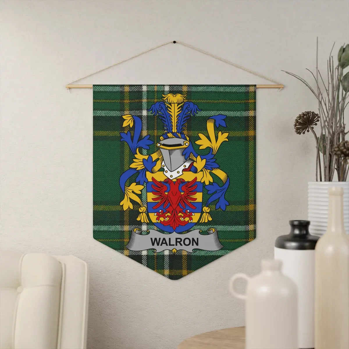 Custom Family Crest Plaid Tapestry Wall Hanging Art product type