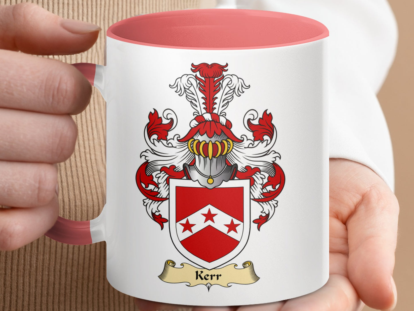 Clan Kerr Scottish Coat of Arms Label Mug - Living Stone Gifts