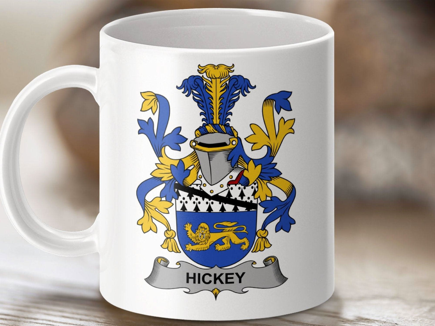 Hickey Surname Irish Family Coat of Arms Mug - Celtic Ancestry Gifts