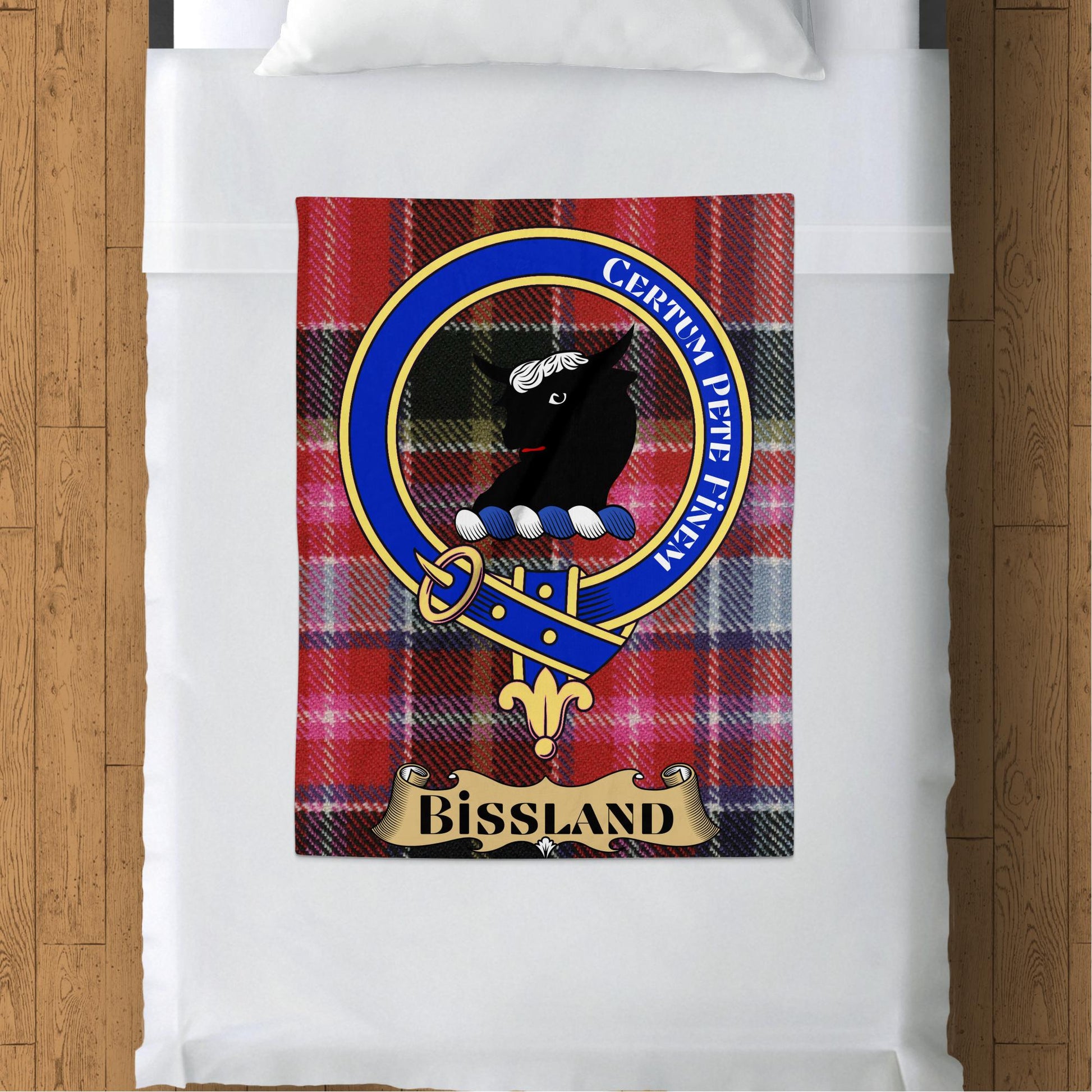 Bissland Scottish Tartan Crest Throw Blanket - Living Stone Gifts