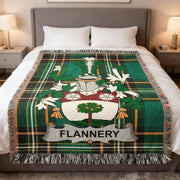 Flannery Irish Woven Blanket | O'Flannery Family Crest Tartan Throw