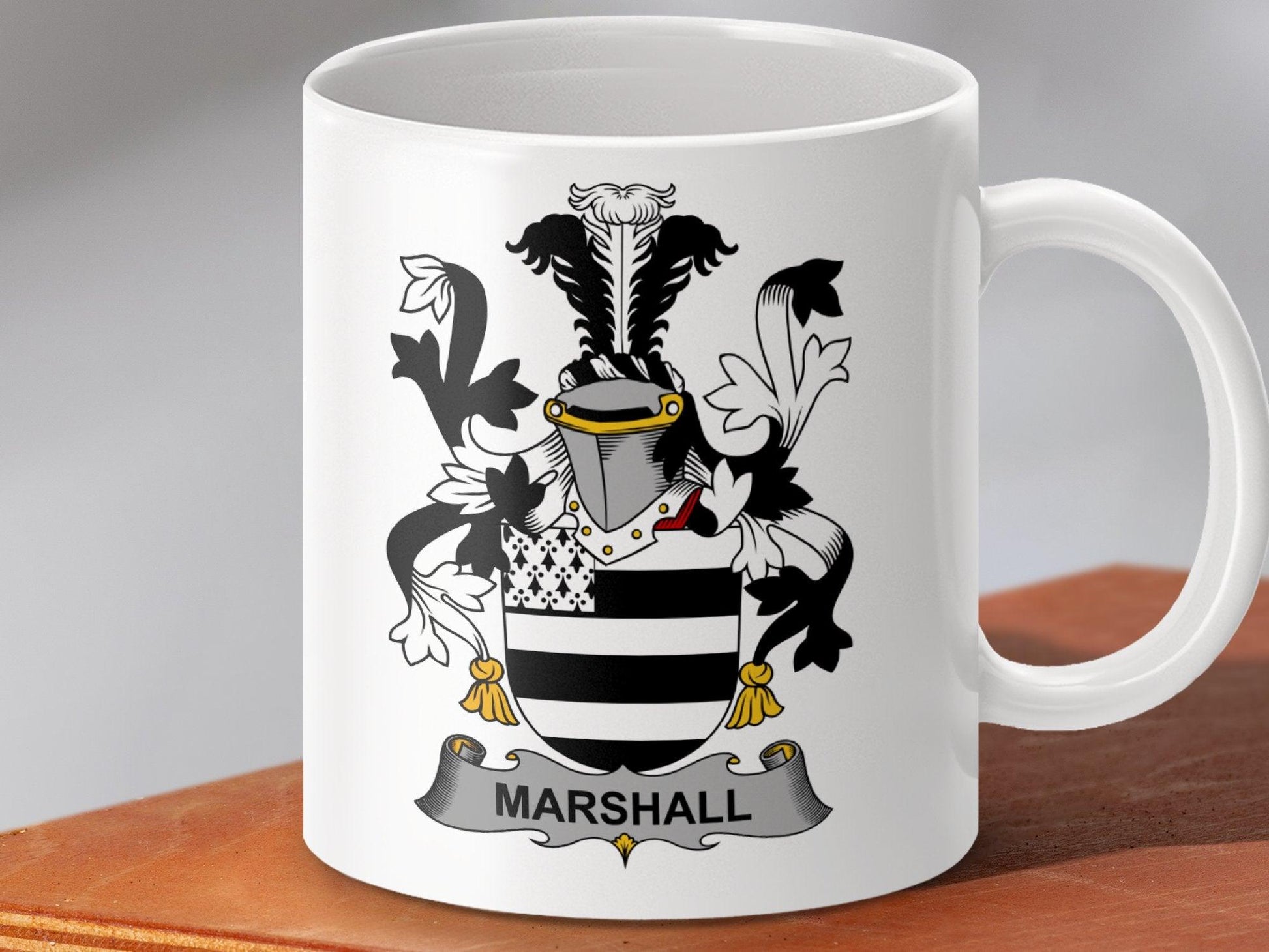 Marshall Surname Irish Family Coat of Arms Mug - Celtic Ancestry Gifts