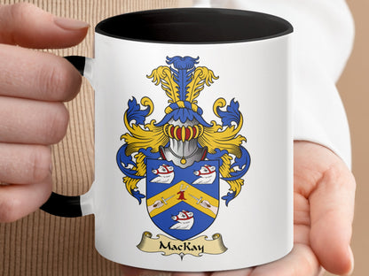 Mackay Family Crest Colorful Accent Coffee Mug - Living Stone Gifts