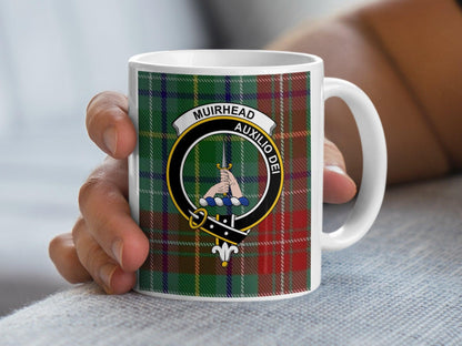 Muirhead Scottish Clan Crest Tartan Plaid Pattern Mug - Living Stone Gifts