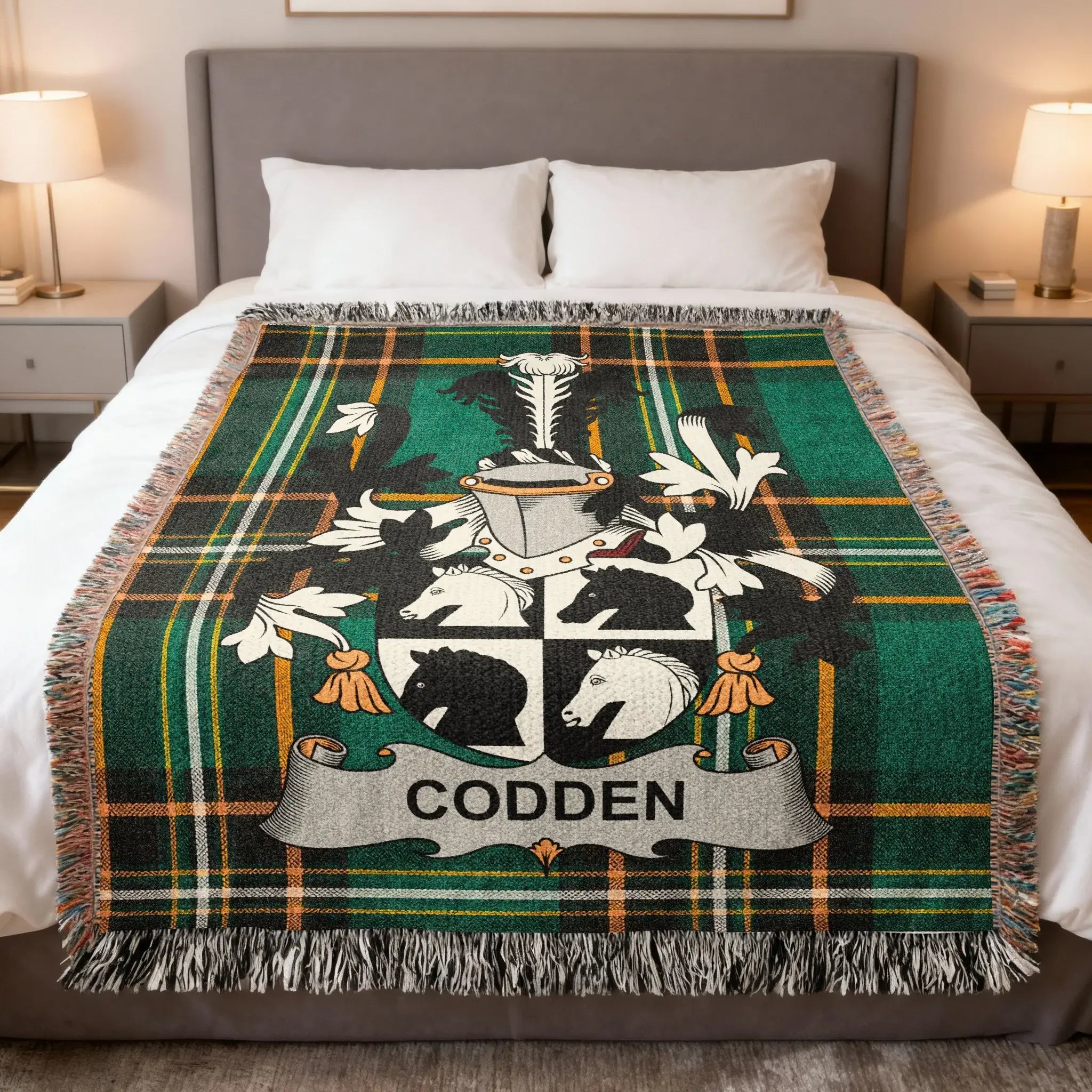Codden Family Crest Green Plaid Blanket product type