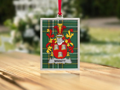 Custom Minnitt Family Crest Tartan Ornament product