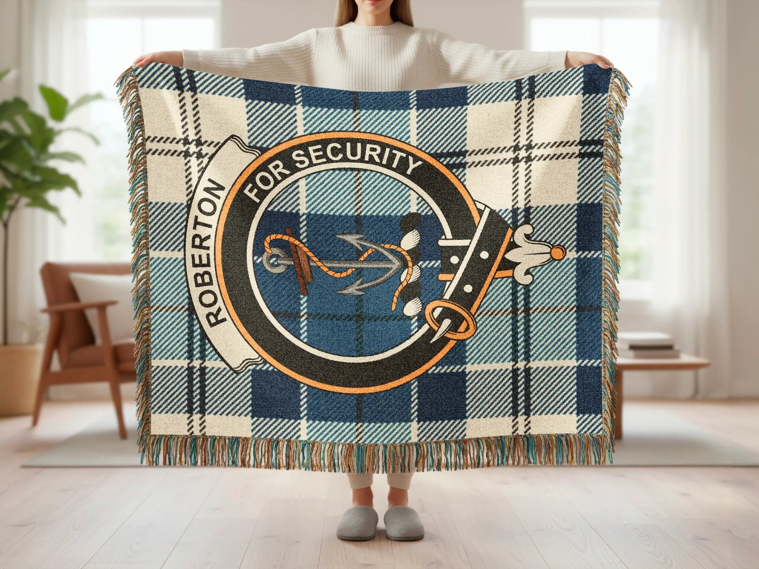 Roberton For Security Tartan Blanket Woven Plaid Design