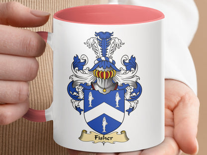 Clan Fisher Scottish Coat of Arms Accent Coffee Mug - Living Stone Gifts