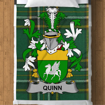 Quinn Surname Irish Tartan Throw Blanket - Living Stone Gifts