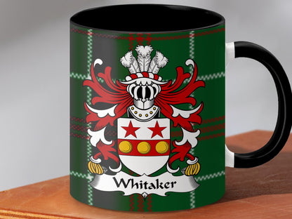 Whitaker Welsh Surname Coat of Arms Tartan Mug - Living Stone Gifts