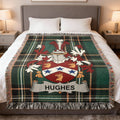 Hughes Irish heritage woven blanket with family crest emblem