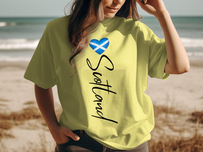 Scotland Heart with Text Vertical Design T-Shirt - Living Stone Gifts