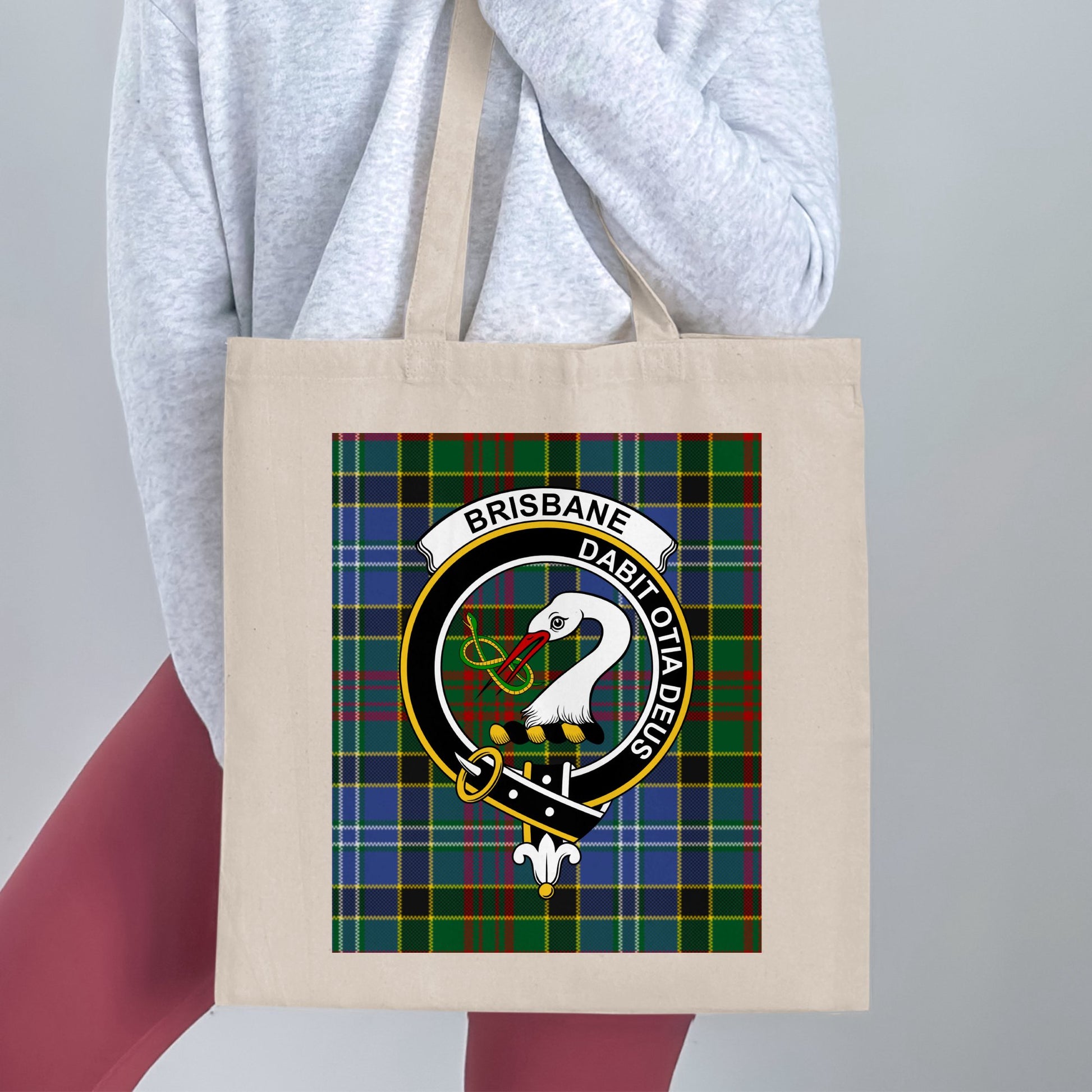 Brisbane clan Scottish Tartan Crest Tote Bag - Living Stone Gifts