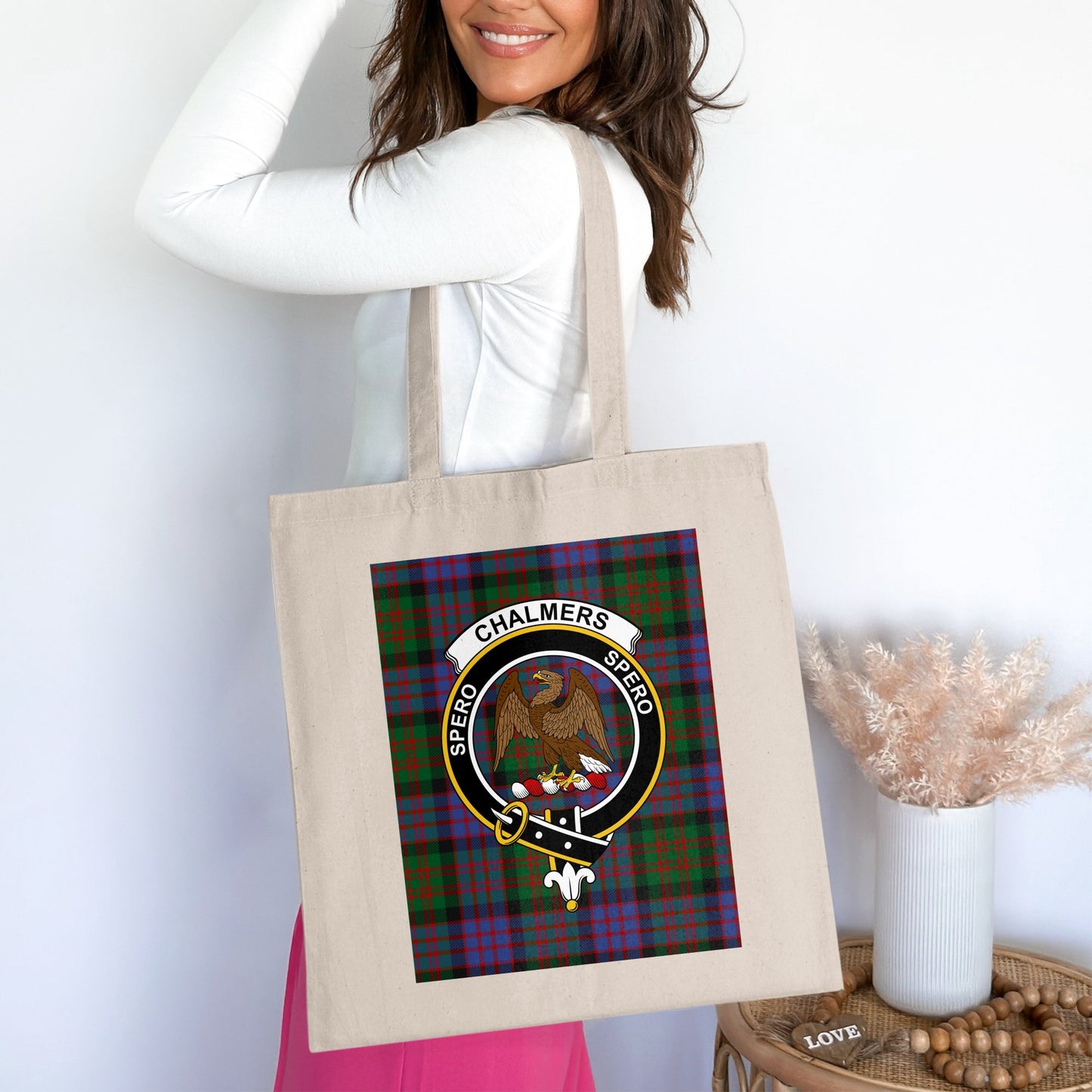 Spero Spero Chalmers Scottish Clan Tartan Tote Bag - Living Stone Gifts