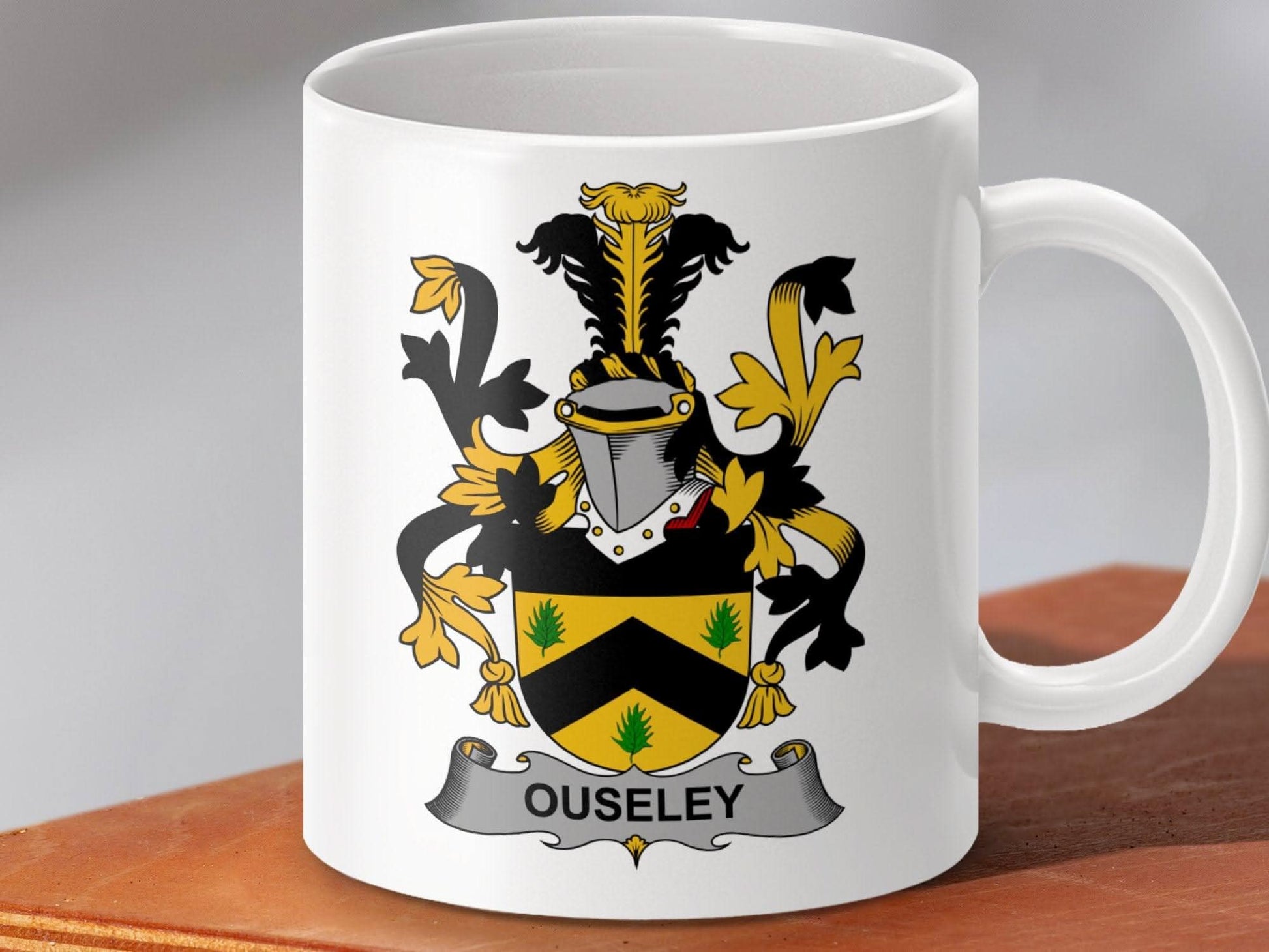 Ouseley Family Crest Coat of Arms Mug - Celtic Ancestry Gifts