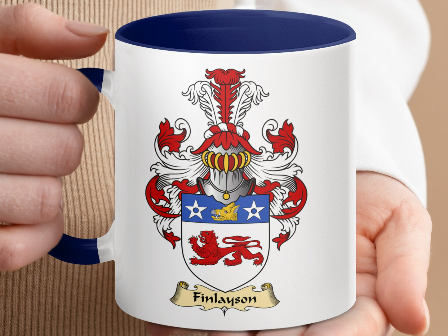 Clan Finlayson Scottish coat of arms emblem coffee mug - Living Stone Gifts