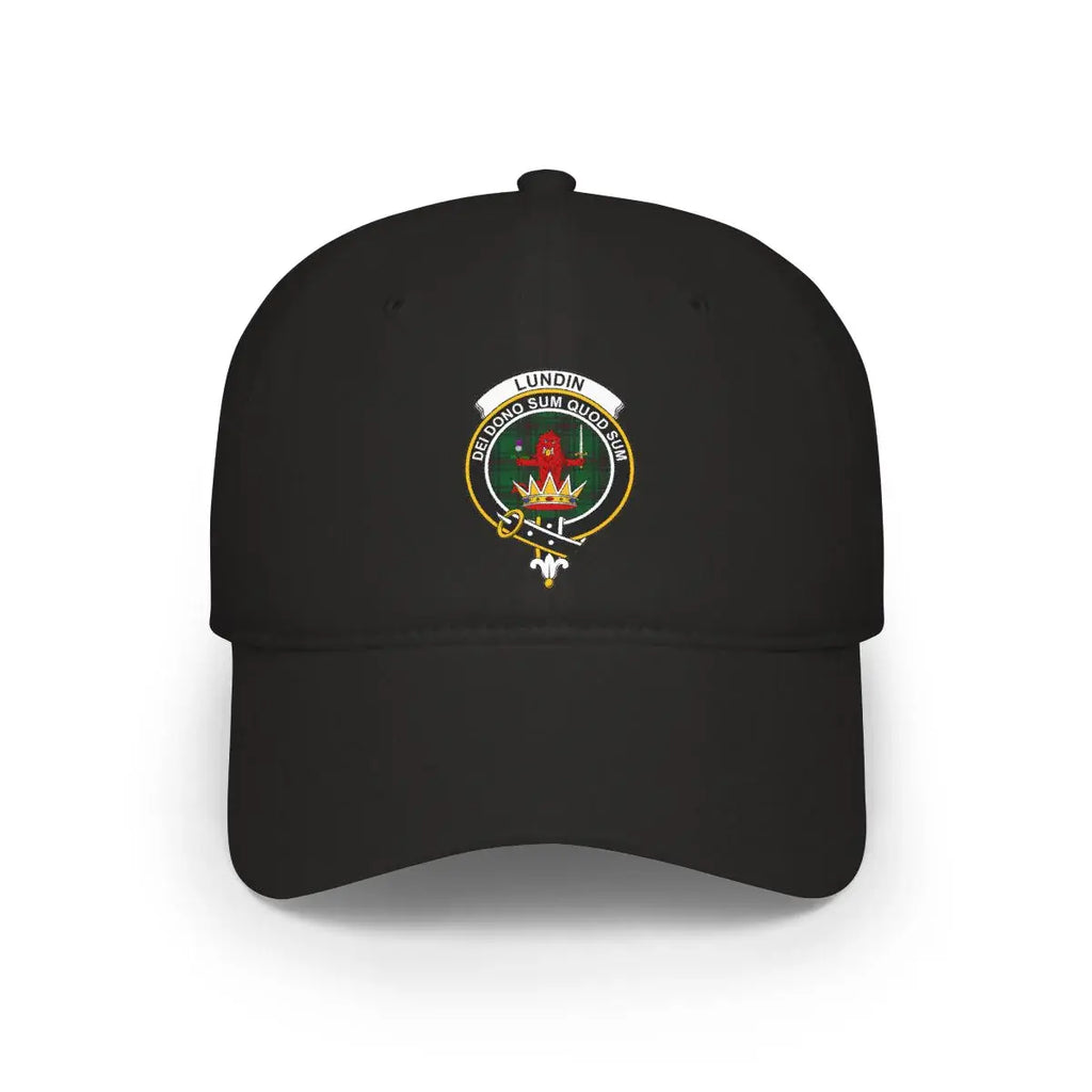Lundin Crest Black Baseball Cap with Embroidered Design