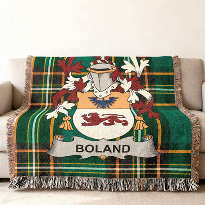 Boland Family Crest Green Plaid Throw Blanket product type