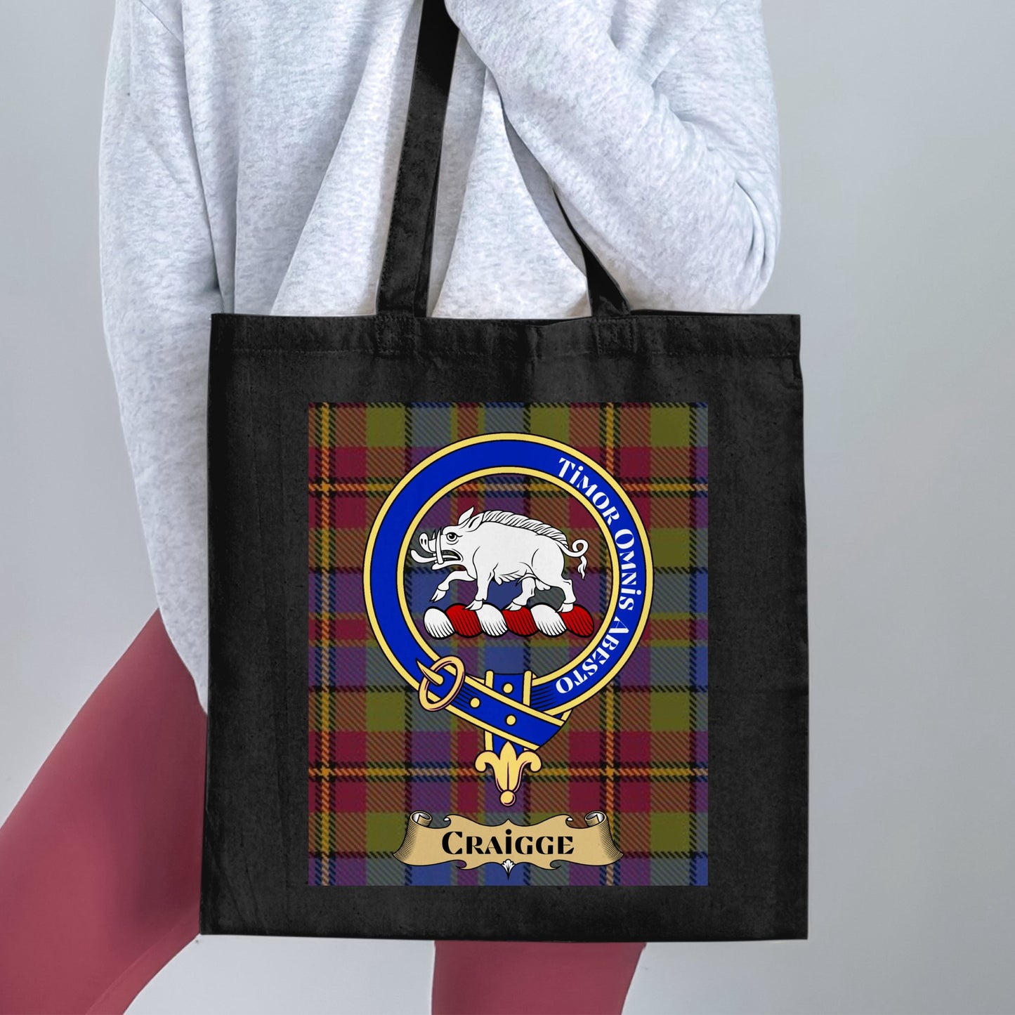 Craigge Scottish Clan Crest Tartan Tote Bag - Living Stone Gifts