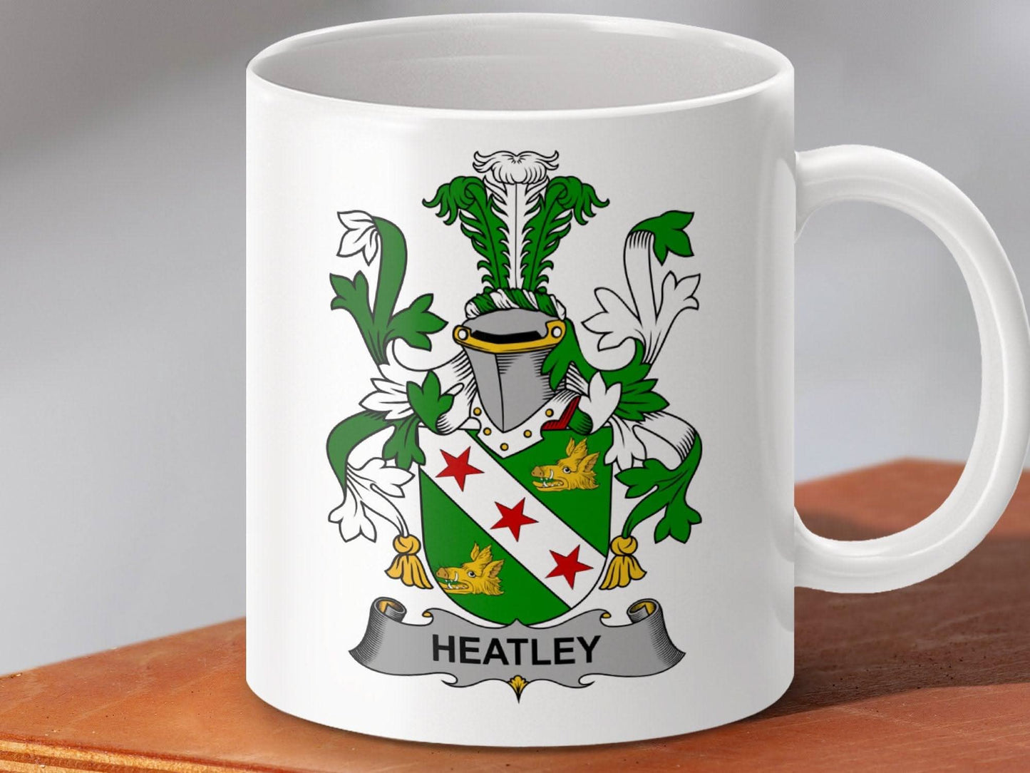 Heatley Surname Irish Family Crest Mug - Celtic Ancestry Gifts