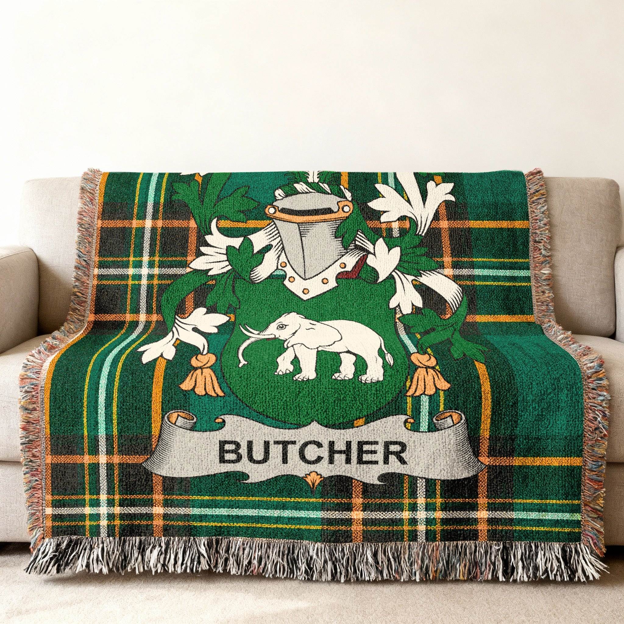 Butcher Crest Plaid Elephant Design Blanket product type