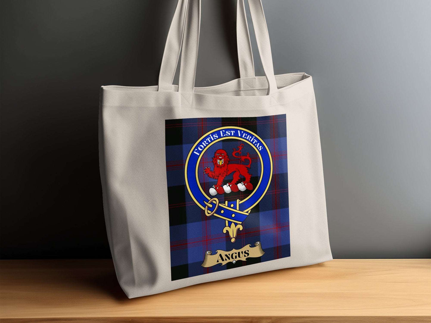 Angus clan Scottish Tartan Crest Tote Bag - Living Stone Gifts