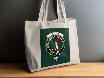 Aiton Clan Scottish Tartan Crest Tote Bag - Living Stone Gifts