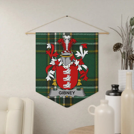 Custom Green Plaid Gibney Coat of Arms Wall Banner product