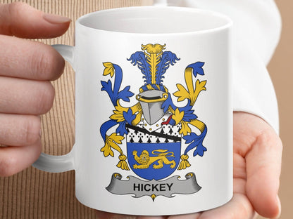 Hickey Surname Irish Family Coat of Arms Mug - Celtic Ancestry Gifts