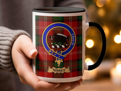 Nisbet Clan Crest Tartan Mug for Scottish Heritage Lovers - Living Stone Gifts