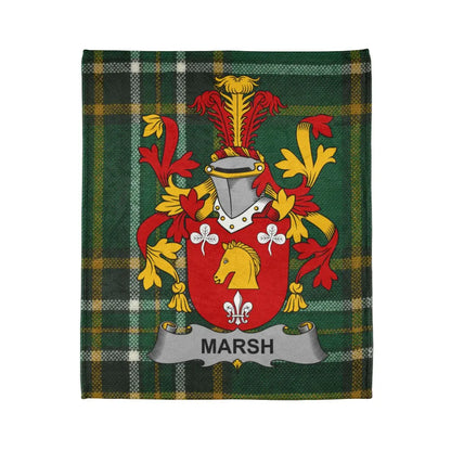 Marsh Family Crest Green Plaid Design Blanket product type