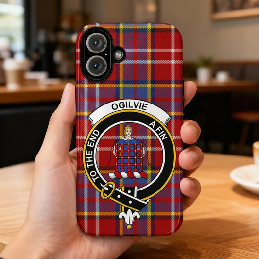 Red Tartan Design with Ogilvie Crest iPhone Case