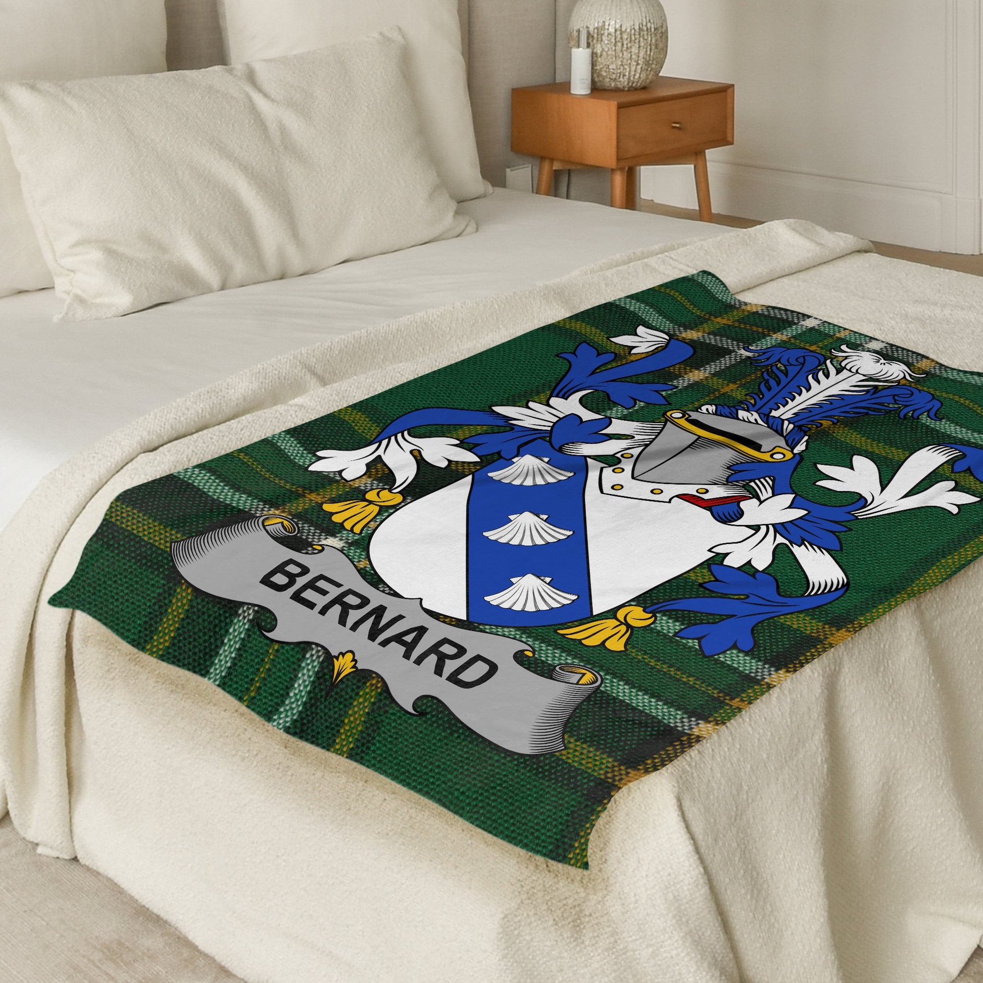 Bernard Irish Surname Coat of Arms Throw Blanket - Living Stone Gifts