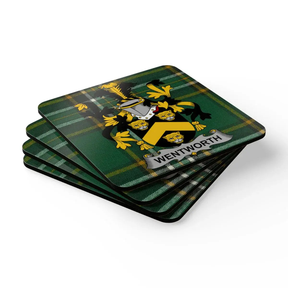 Wentworth Green Plaid Design Drink Coasters product type