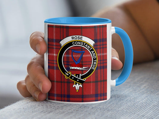 Scottish Clan Rose Constant and True Crest Tartan Mug - Living Stone Gifts