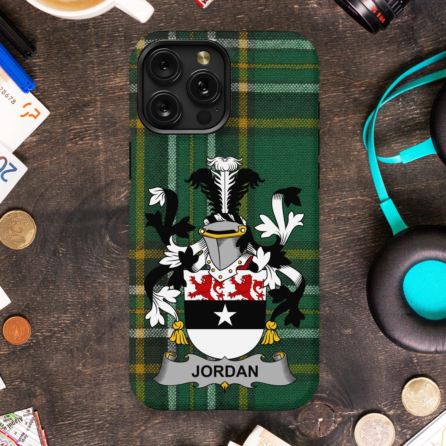 Jordan surname Family Crest Cell Phone Cover - Celtic Ancestry Gifts