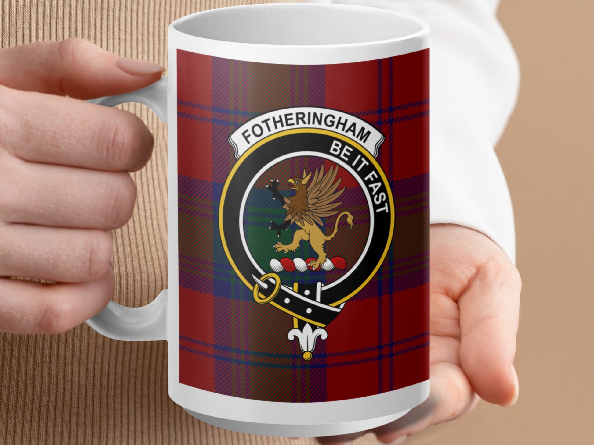 Clan Fotheringham Scottish Tartan Crest Mug - Living Stone Gifts